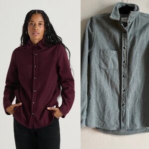 Anian Sz S The Modern Melton Blue Wool Button Front Shirt (600GSM) Shacket